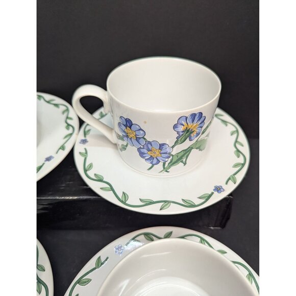International Tableworks Terrace Blossoms Flat Coffee Cup w/Saucer Set of 4 - Picture 7 of 12